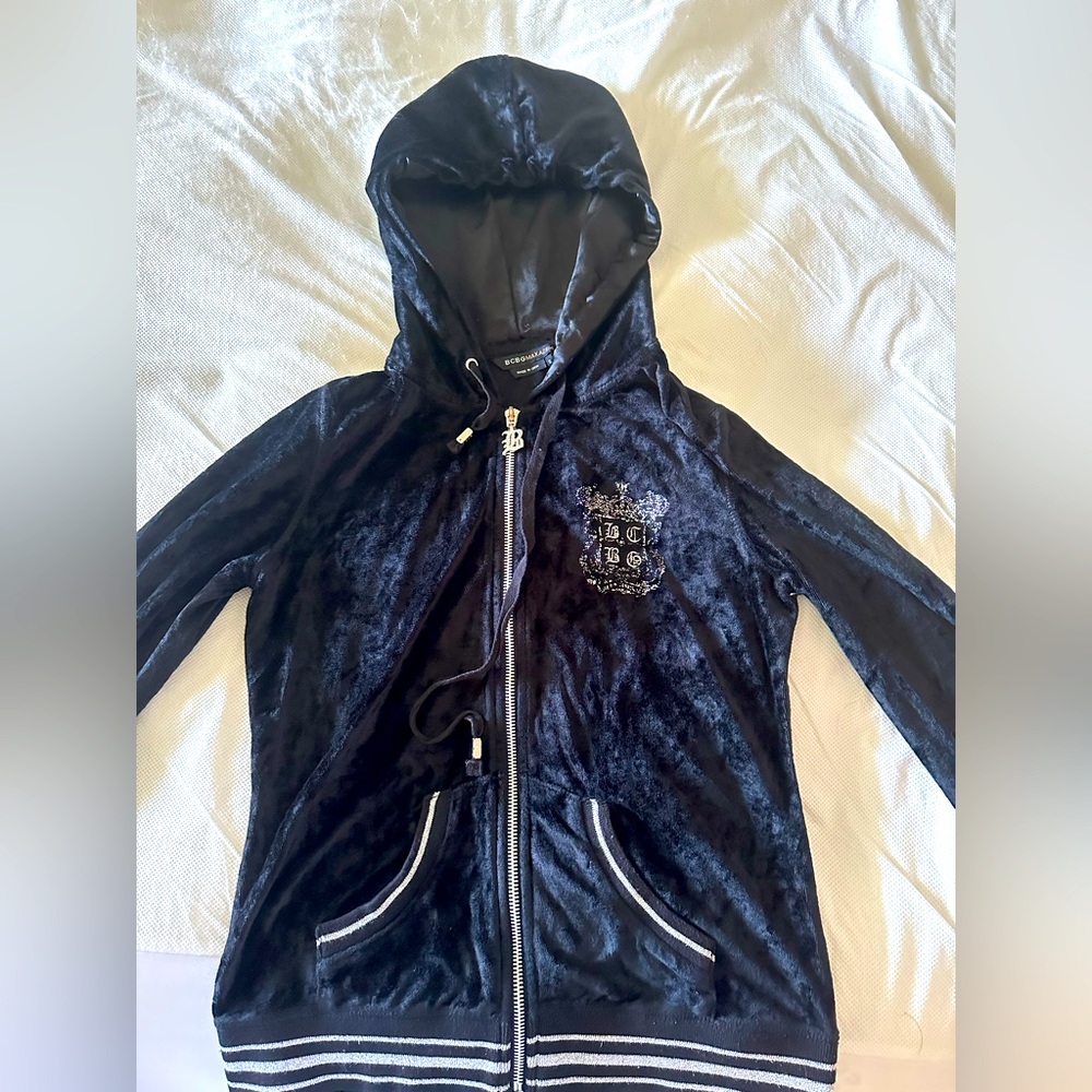 BCBGMaxazria Black Velvet Top Zippered